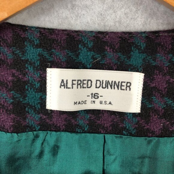 Vintage Alfred Dunner Houndstooth Wool Blend Single Button Blazer Size 16 - Picture 6 of 7